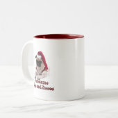 クリスマスのパグおよびキス ツートーンマグカップ (正面左)