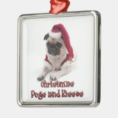 クリスマスのパグおよびキス メタルオーナメント (左)