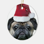 クリスマスのパグのオーナメント セラミックオーナメント (左)