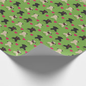 クリスマスのパグの包装紙 ラッピングペーパー (角)