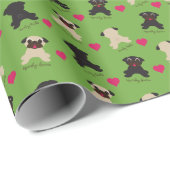 クリスマスのパグの包装紙 ラッピングペーパー (ロールコーナー)
