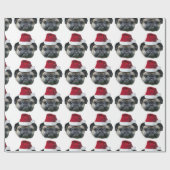 クリスマスのパグの包装紙 ラッピングペーパー (フラット)