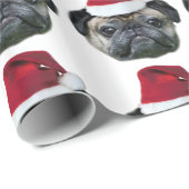 クリスマスのパグの包装紙 ラッピングペーパー (ロールコーナー)