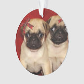 クリスマスのパグの子犬 オーナメント (正面)