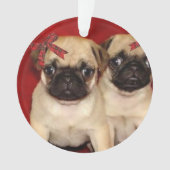 クリスマスのパグの子犬 オーナメント (正面)