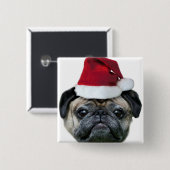 クリスマスのパグボタン 缶バッジ (正面&裏面)