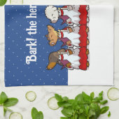 クリスマスのパグポメラニアンの面白い犬の合唱 キッチンタオル (折り畳み)