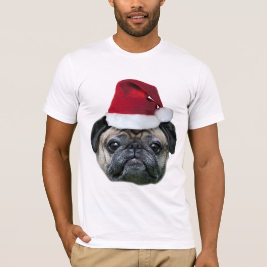 クリスマスのパグ犬の人のワイシャツ Tシャツ (正面)