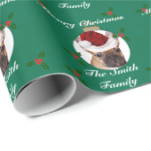 クリスマスのパグ犬の名前入りな包装紙 ラッピングペーパー (ロールコーナー)