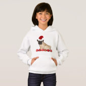 クリスマスのパグ犬はフード付きスウェットシャツをからかいます (正面フル)