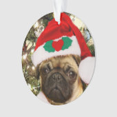 クリスマスのパグ犬 オーナメント (正面)