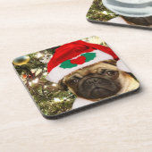 クリスマスのパグ犬 コースター (左側)