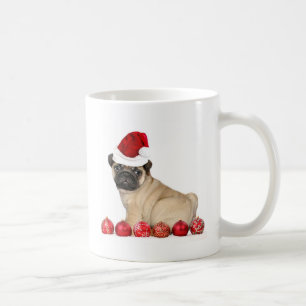 クリスマスのパグ犬 コーヒーマグカップ
