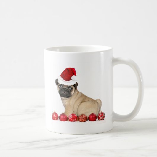 クリスマスのパグ犬 コーヒーマグカップ (右)