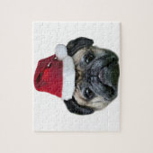 クリスマスのパグ犬 ジグソーパズル (縦)