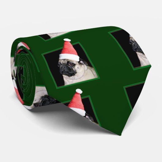 クリスマスのパグ犬 ネクタイ (ロール)