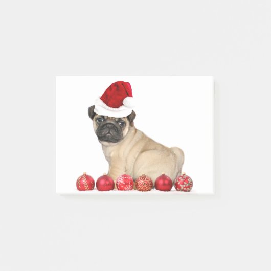 クリスマスのパグ犬 ポストイット (正面)