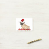 クリスマスのパグ犬 ポストイット (デスク上)