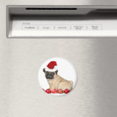 クリスマスのパグ犬 マグネット (インサイチュ (食洗機))