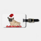 クリスマスのパグ犬 ラゲッジタグ (正面横)