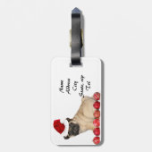 クリスマスのパグ犬 ラゲッジタグ (裏面縦)