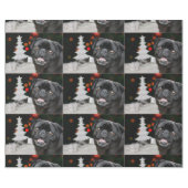クリスマスのパグ犬 ラッピングペーパー (フラット)