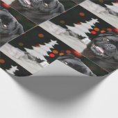 クリスマスのパグ犬 ラッピングペーパー (角)
