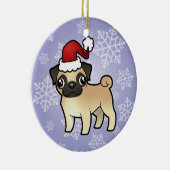 クリスマスのパグ セラミックオーナメント (右)