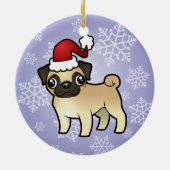 クリスマスのパグ セラミックオーナメント (裏面)