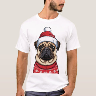 クリスマスのパグ Tシャツ
