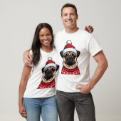 クリスマスのパグ Tシャツ (ユニセックス)