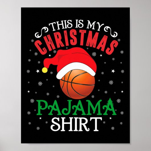 クリスマスのパジャマシャツ サンタの帽子が可愛い ポスター (正面)