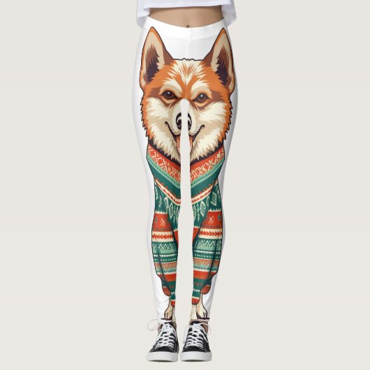 クリスマスのパップインコージーなセーター レギンス (正面)