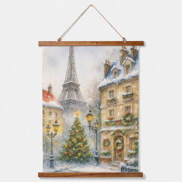 クリスマスのパリの壁掛けタペストリー - 水彩画 吊り下げ型タペストリー