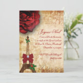 クリスマスのパリカードエッフェル塔のヴィンテージは2上がりました 招待状 (スタンド正面)