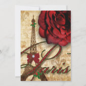 クリスマスのパリカードエッフェル塔のヴィンテージは2上がりました 招待状 (裏面)