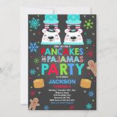 クリスマスのパンケーキおよびパジャマの招待状くま 招待状 (正面)