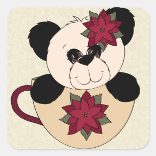 クリスマスのパンダくま スクエアシール