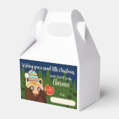 クリスマスのパーソナライズされた祝日のクッキーのトリートボックス フェイバーボックス (正面サイド)