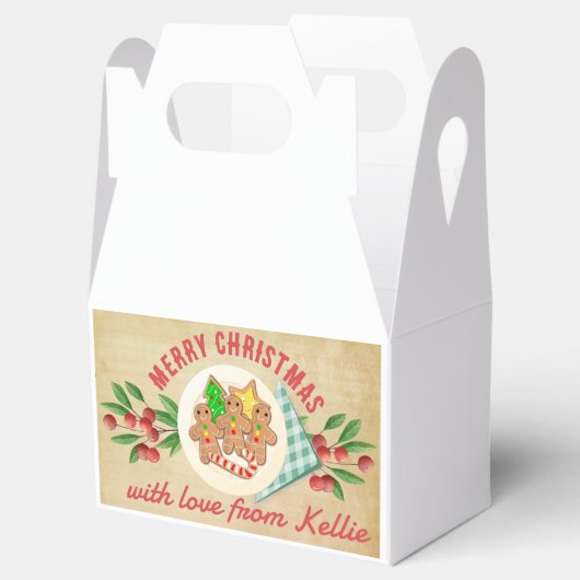 クリスマスのパーソナライズされた祝日のクッキーのトリートボックス フェイバーボックス (オープン)