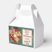 クリスマスのパーソナライズされた祝日のクッキーのトリートボックス フェイバーボックス (正面サイド)