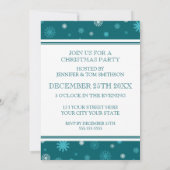 クリスマスのパーティの招待状のティール(緑がかった色)の雪 招待状 (裏面)