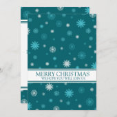 クリスマスのパーティの招待状のティール(緑がかった色)の雪 招待状 (正面/裏面)