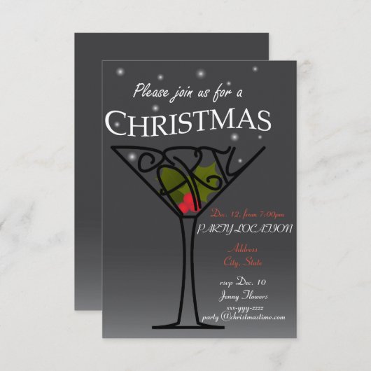 クリスマスのパーティの招待状のデザイン 招待状 (正面/裏面)
