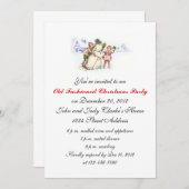 クリスマスのパーティの招待状のヴィンテージの雪だるま 招待状 (正面/裏面)