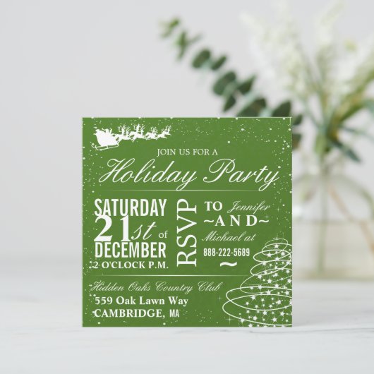 クリスマスのパーティの招待状サンタ及びそり 招待状 (スタンド正面)