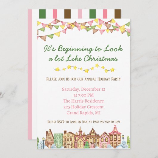 クリスマスのパーティーによく似て始めた 招待状 (正面/裏面)