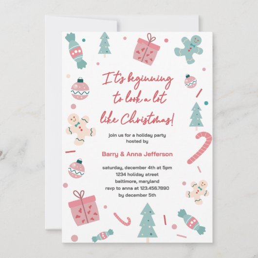 クリスマスのパーティーによく似て来た 招待状 (正面)