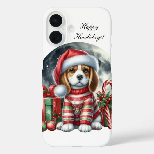 クリスマスのパーティーに参加する子犬のカスタマイズ可能デザイン Case-Mate iPhoneケース (裏面)