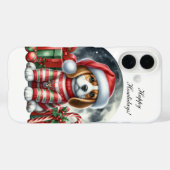 クリスマスのパーティーに参加する子犬のカスタマイズ可能デザイン Case-Mate iPhoneケース (裏面 (横))